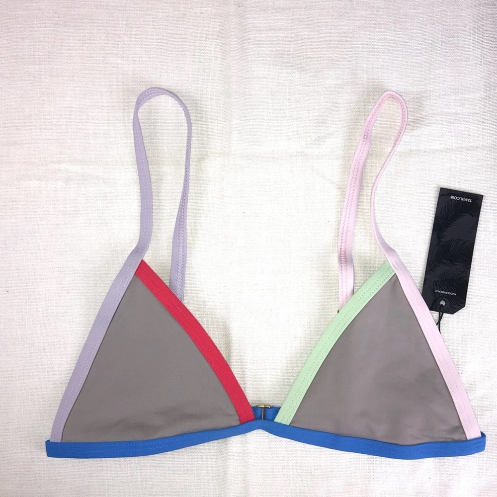 Tavik Jett grey color block triangle top S NWT